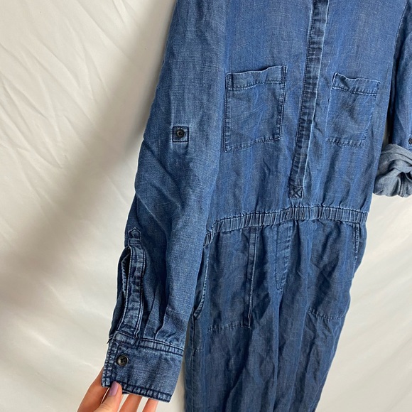 Ann Taylor Loft Denim Coverall Jumpsuit Medium 🌿 - Picture 8 of 12